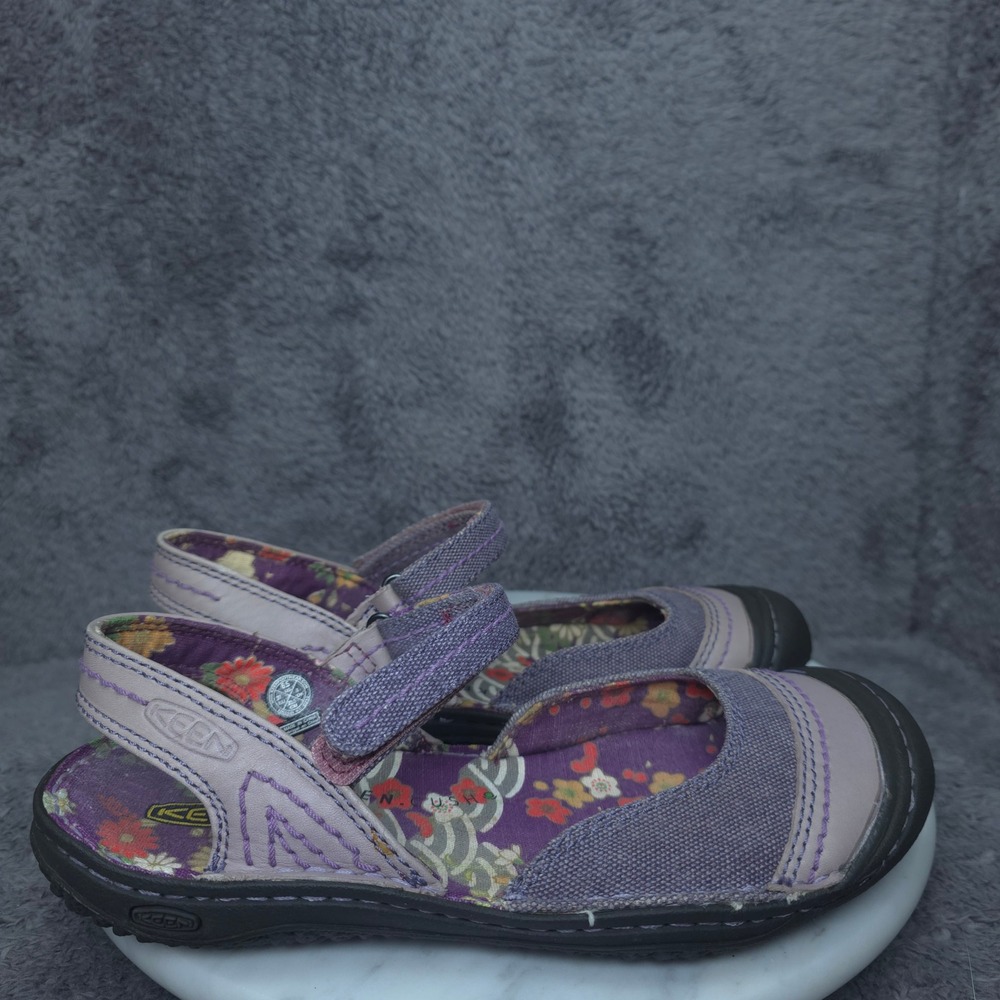 Keen Mary Jane Sandals Womens 6.5 Purple Floral Canvas Leather 1005548